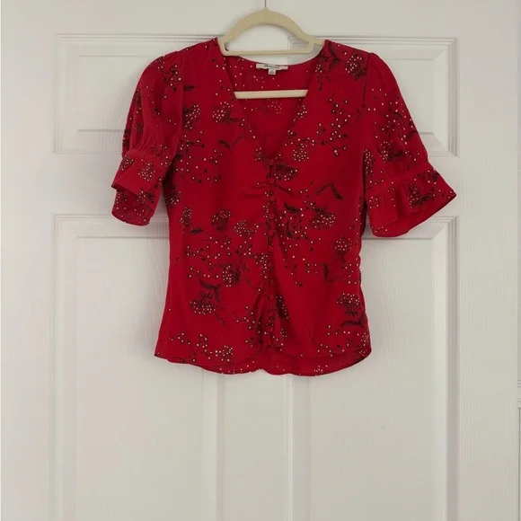 Madewell Red Floral Blouse - Picture 2 of 2